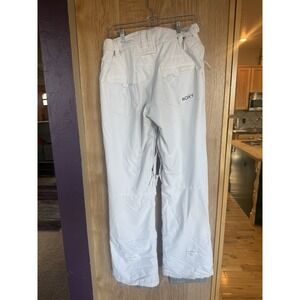 ROXY Women's Softshell White Snow Ski Pants Size Large Minor Wear As Shown